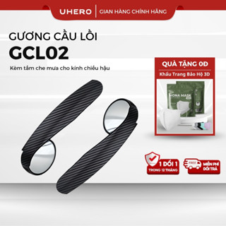 Bộ 2 gương cầu lồi ô tô UHero GCL02 xóa điểm mù, xoay 360 độ kèm tấm vè che mưa, gắn gương chiếu hậu
