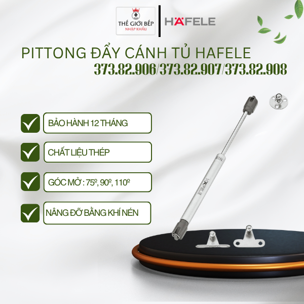 Pittong Đẩy Cánh Tủ Hafele – Thép Mạ Niken – Nâng Đỡ Bằng Khí Nén – Cho Cánh Gỗ Và Nhôm