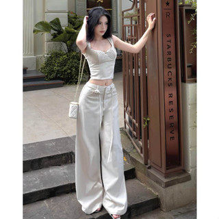 THE FANCE |  Quần dài nữ ống suông rộng kèm dây hoa tháo rời tôn dáng LUMIE PANTS