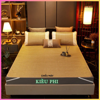 Chiếu Điều Hoà Sợi Mây Lót Lụa Cao Cấp Đủ Size - Chiếu Mùa Hè Có Chun Cài Góc Cao cấp [Hàng Loại Một]