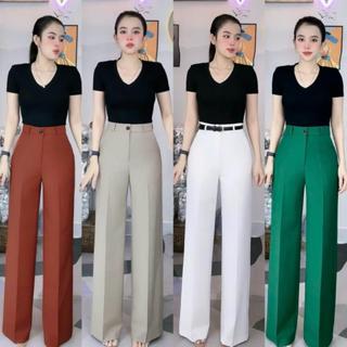 T135- (Dài 103cm,ống 25cm) Quần ống suông cotton Hàn cạp cao Mộc She