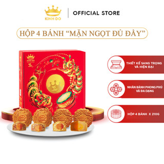 Hộp 4 Bánh Trung Thu Kinh Đô "Mặn Ngọt Đủ Đầy" (4 Bánh X 210G)