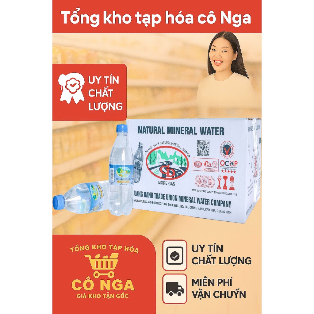  Nước Khoáng Quang Hanh Công Đoàn Quảng Ninh – Giải Nhiệt Giải Rượu Bổ Sung Vi Khoáng – Thùng 20 Chai 500ml - Giá rẻ 
