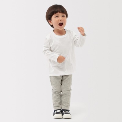 MUJI Áo Thun Cổ Tròn Vải Cotton Dài Tay (Trơn) - Em Bé