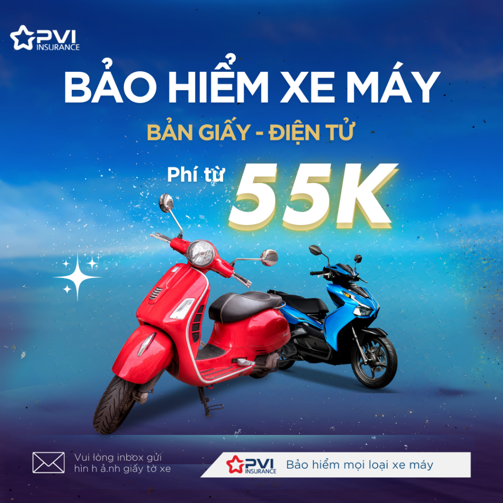 [Bản giấy] Bảo hiểm xe máy, 1-3 năm, bản điện tử - Bảo hiểm xe PVI