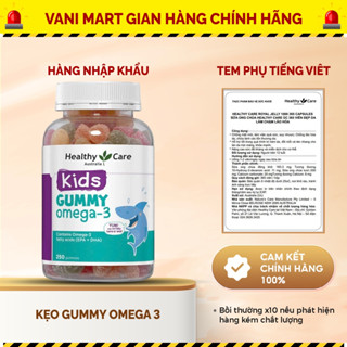 Kẹo dẻo bổ sung omega cho bé Gummy Omega 3 Healthy Care của Úc phát triển trí não bổ mắt 250 viên