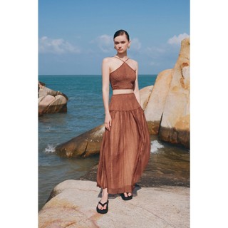 Set OLV áo yếm croptop kèm chân váy maxi Abelie thoáng mát nữ tính phù hợp đi biển du lịch mùa hè