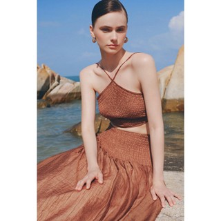 Set OLV áo yếm croptop kèm chân váy maxi Abelie thoáng mát nữ tính phù hợp đi biển du lịch mùa hè
