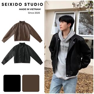  Áo Khoác Da Seixido Studio Cao Cấp Cho Nam Dài Tay Cổ Bẻ N029 