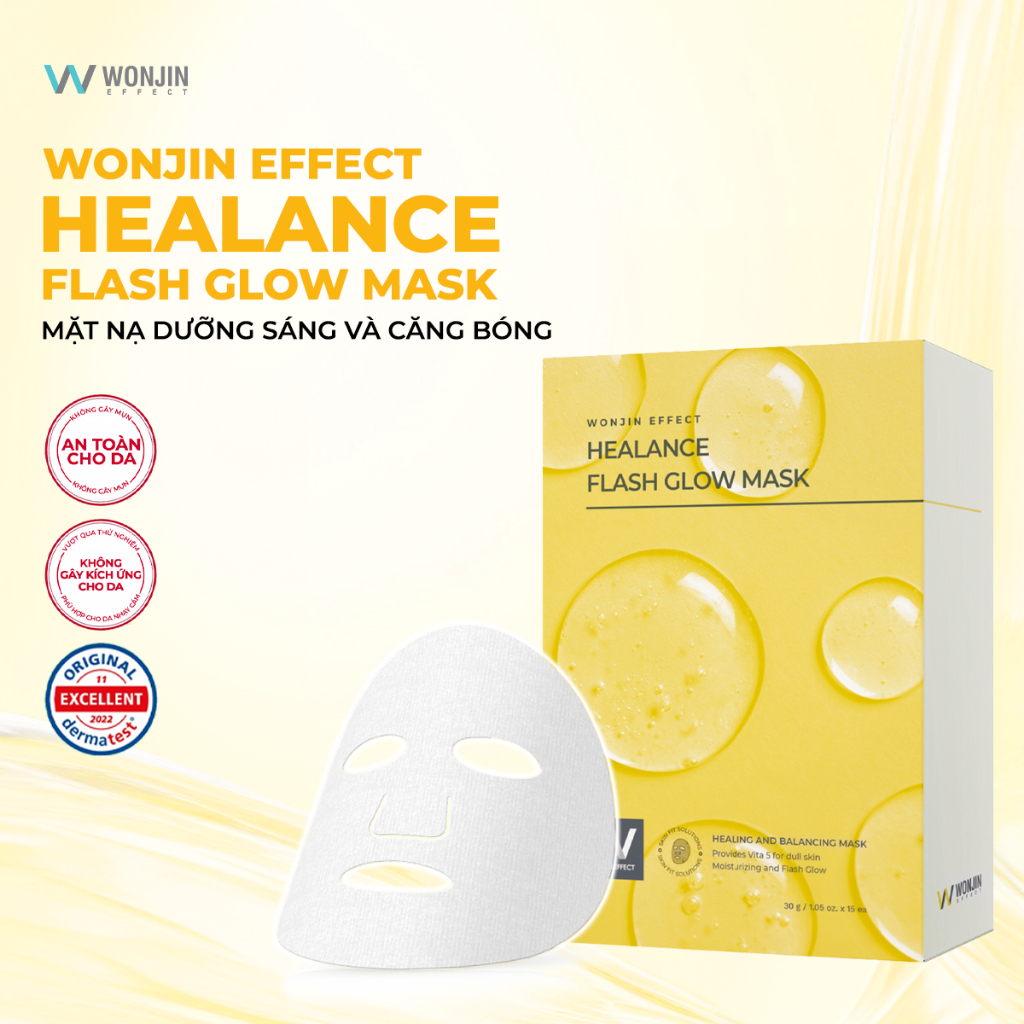   Võ Hà Linh x WonJin  HỘP 15 Mặt Nạ Giúp Dưỡng Sáng Và Hỗ Trợ Căng Bóng WonJin Effect Healance Flash Glow Mask 30g miếng 