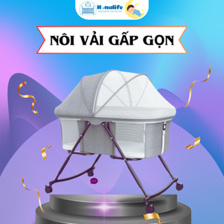 Nôi Gấp Gọn Cho Bé - Kích thước lòng nôi 90x50cm, Điều chỉnh độ cao- Bảo Hành Bởi HONALIFE