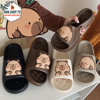 Dép Nữ Dễ Thương Họa Tiết Capybara Đế Mềm, Dép Bánh Mì Quai Ngang Chống Trượt Siêu Nhẹ Cute