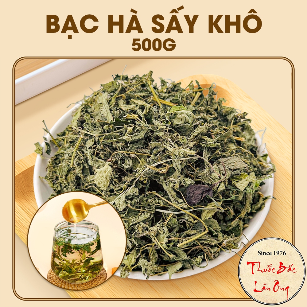 Lá bạc hà sấy khô 500g, bạc hà lẫn cành, lá, thơm, sạch - Lãn Ông
