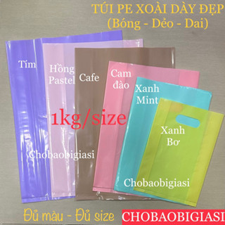 1kg Túi PE xoài màu bóng dẻo dai, dày dặn chắc chắn màu mới, túi gói hàng đủ màu đủ size (hàng đẹp - SP y hình)