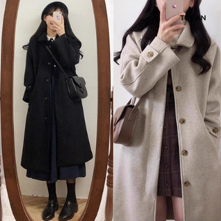  Áo khoác dạ len cừu cổ polo dầy chần bông dáng dài phong cách Hàn Quốc thời trang nữ Q.C Cao Cấp  MÃ TA342  