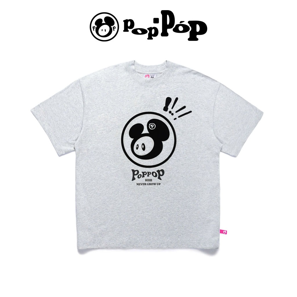 POPPOP Áo Thun Poppop hihi Mascot PP Tee 100% Cotton Form Boxy Unisex - Grey