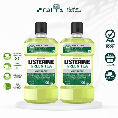 Bộ 2 Chai Nước Súc Miệng Listerine Trà Xanh Ngừa Sâu Răng - Listerine Natural Green Tea 750ml x 2
