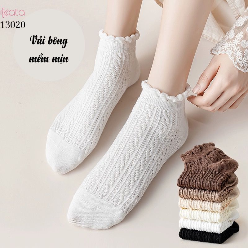 Tất cổ ngắn bông mềm mịn thấm hút mồ hôi,vớ ren dễ thương JK 13020