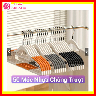 Combo 50 Móc treo quần áo chống trượt, Móc treo đồ chống tuột, Móc nhựa cao cấp, dày dặn - anhkhoa