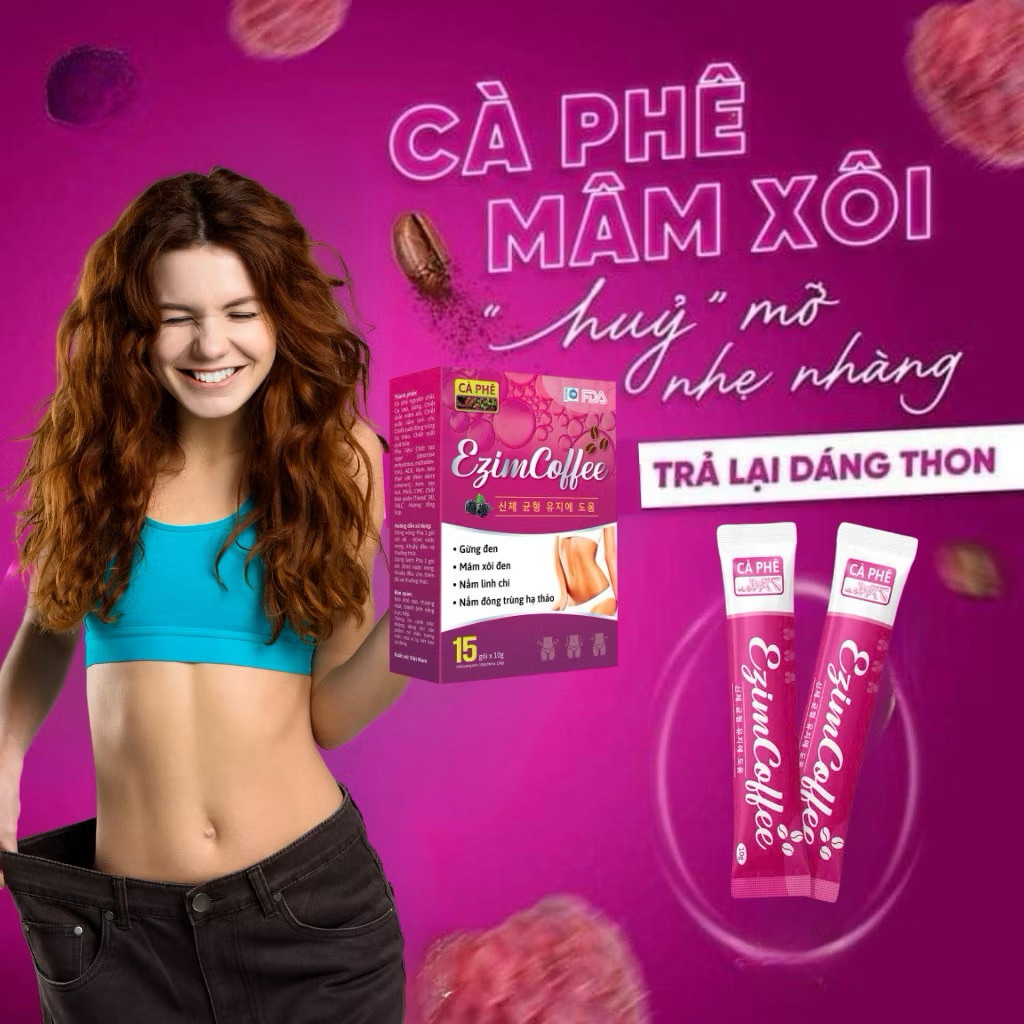 Cà Phê Ezim Coffee hỗ trợ giảm cân, giảm thèm ăn, hạn chế hấp thu chất béo-hộp 15 gói