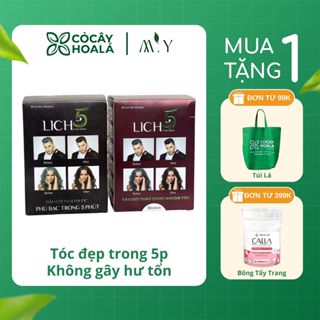 Dầu Gội Nhuộm Phủ Bạc LICH5 Cỏ Cây Hoa Lá – Màu Nâu Đen Tự Nhiên – Hộp 10 Gói