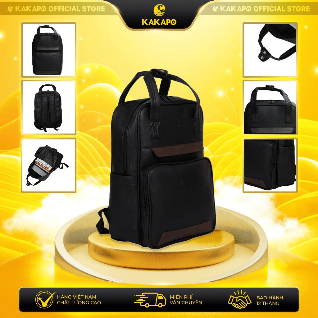 KAKAPO - Balo Unisex Da đựng Laptop 15.6 inch phối quai xách tiện dụng thời trang BL009
