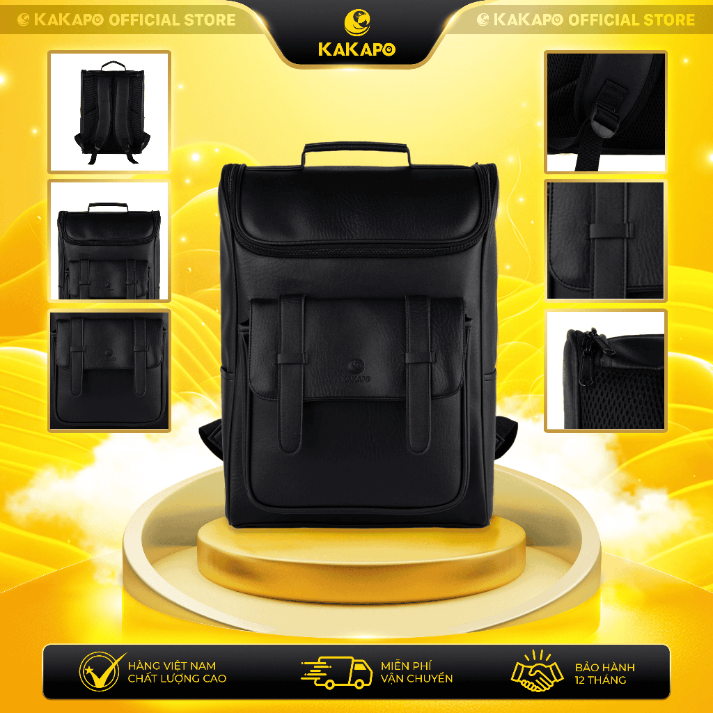 KAKAPO - Balo Da PU Chống Nước Cho Nam Nữ, Phong Cách Công Sở, Đi Học, Đựng Laptop BLD006