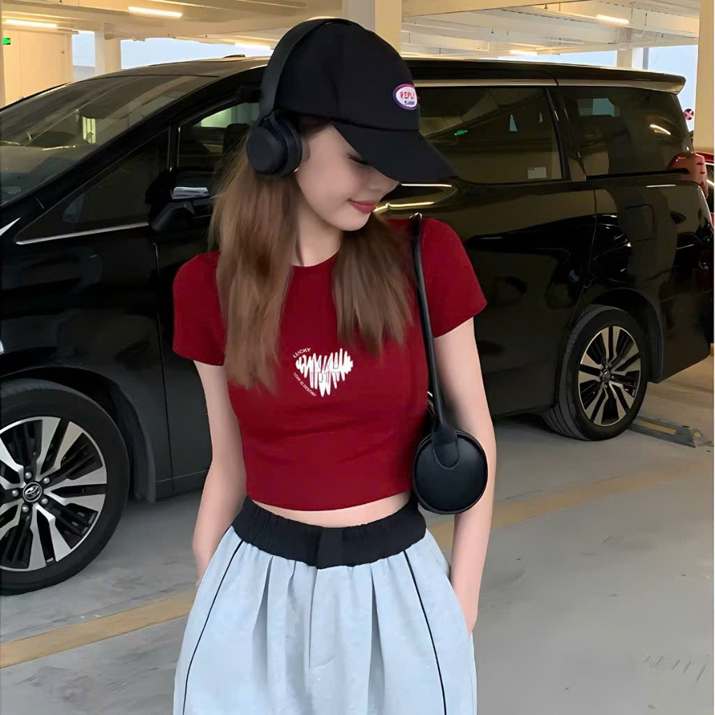 Áo Croptop Nữ Áo Baby Tee ôm Body Chất Thun Cotton Co Giãn In Tym note