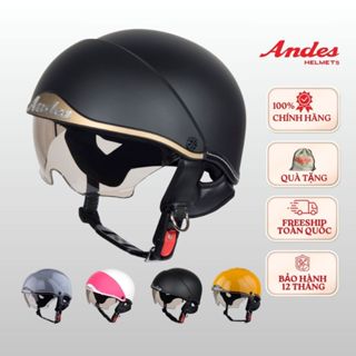 Mũ bảo hiểm nửa đầu Andes 139 có kính âm che mặt, bảo hành 12 tháng chính hãng