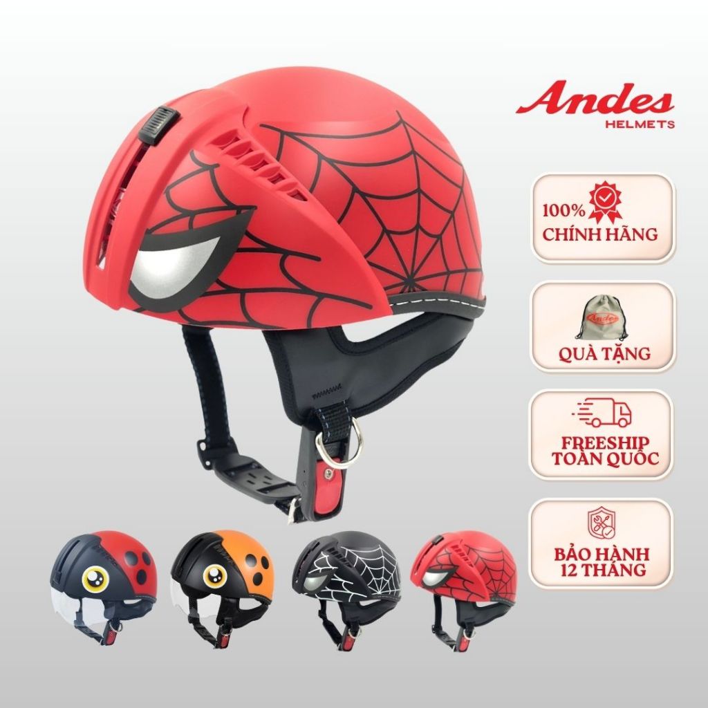 Mũ bảo hiểm trẻ em có kính Andes 181-3s181S chính hãng, bảo hành 12 tháng