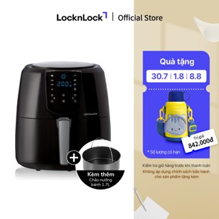 Nồi Chiên Không Dầu Lock&Lock Jumbo Plus Air Fryer 5.2L Màu-đen EJF357BLK 8 menu sẵn, giảm chất béo, giữ ấm