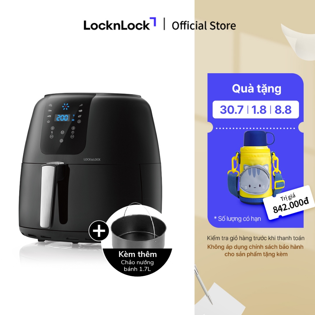 Nồi Chiên Không Dầu Lock&Lock Super Jumbo Air Fryer 7.2L Màu đen EJF296BLK