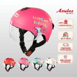 Mũ bảo hiểm trẻ em nửa đầu có kính Andes 108 -S83- my school