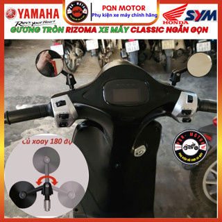  Gương Tròn Moto Mini BAR END Gương Rizoma Màu Đen Kính Trắng Gắn Chân Gương Xe Máy Xe Điện Các Loại 