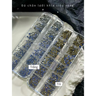 Khay đá nail chân lưới 12 khía đủ màu đính móng siêu sáng ANGELICA và đá thường.