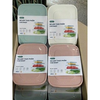  Bộ hộp thực phẩm chữ nhật Hokori Việt Nhật  MS6533  Hộp bảo quản thức ăn đồ đông lạnh an toàn tiện lợi 