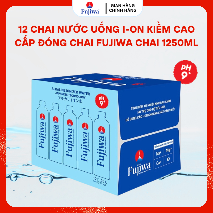 Fujiwa – Thùng 12 Chai 1250ml Nước Ion Kiềm Cao Cấp Fujiwa | Công Nghệ Điện Phân - Giúp Detox Hiệu Q