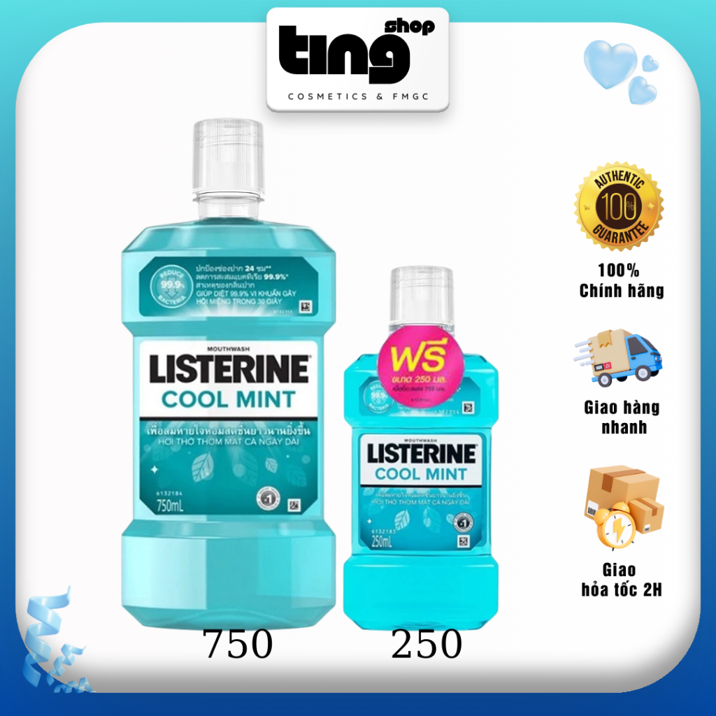 COMBO 2 Chai Nước Súc Miệng Listerine Cool Mint THÁI LAN (750ml + 250ml)