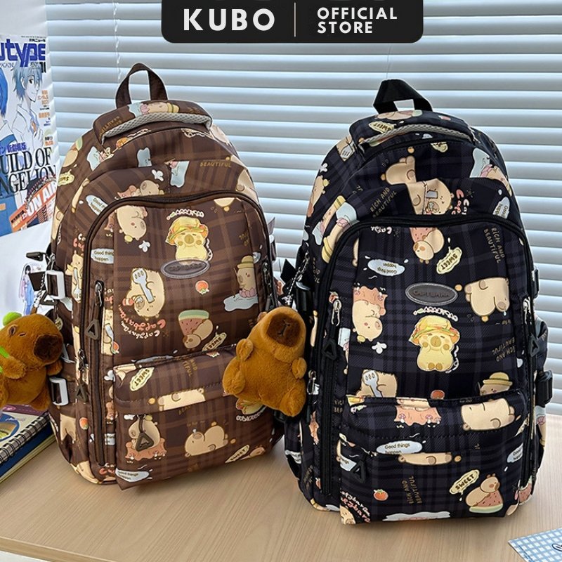 Balo học sinh đi học thời trang nam nữ KUBO cặp đi học nam nữ nhiều ngăn Balô vải cấp 1 cấp 2 capyba