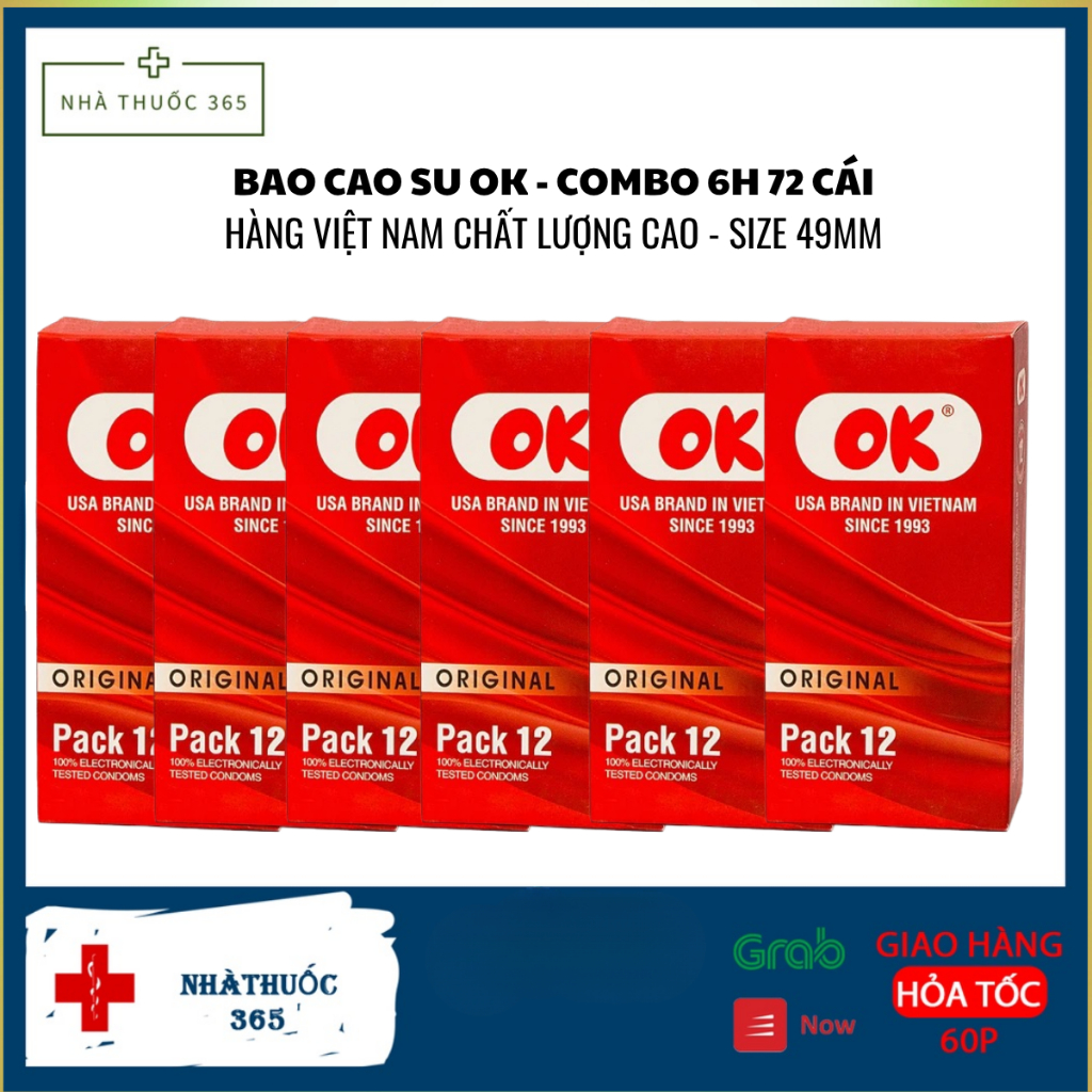   CHUẨN COM 6 Hộp Bao cao su Ok Original 72 Cái 