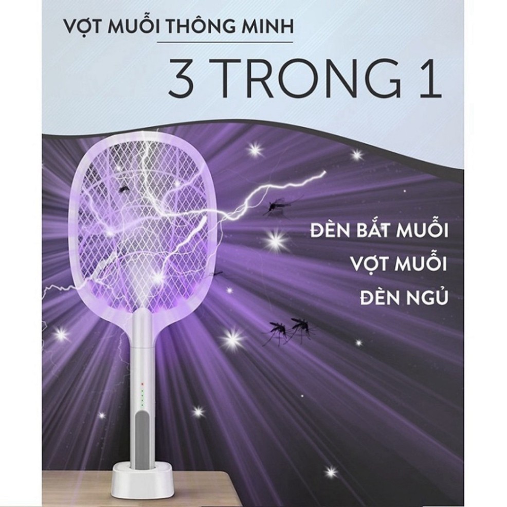 Vợt Muỗi Thông Minh Kiêm Đèn Bắt Muỗi Tự Động 2 Trong 1 - Dung Tích Pin 1200mAh