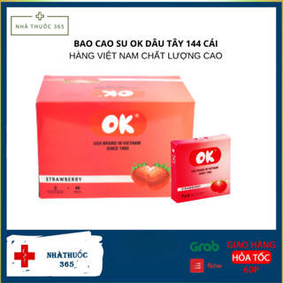  COMBO 144 CÁI BAO CAO SU OK HƯƠNG DÂU TÂY 