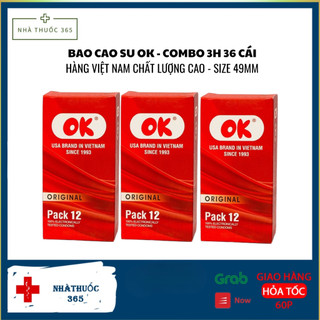  Combo 3 hộp 36 chiếc OK Original - bao cao su OK đỏ giá rẻ 