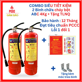   TẶNG NỘI QUY TIÊU LỆNH  Combo 2 bình chữa cháy Bột 4kg,Co2 MT3 bình cứu hoả bột ABC cho gia đình văn phòng 