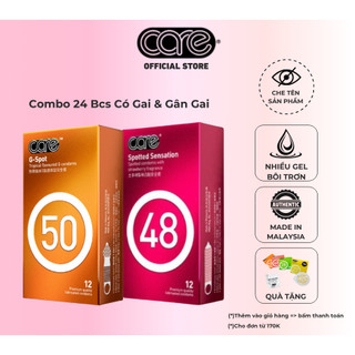  Combo Bao Cao Su CARE 48 và CARE 50 Bao Cao Su Có Gai và Gân Kéo Dài Thời Gian Nhiều Gel Bôi Trơn 