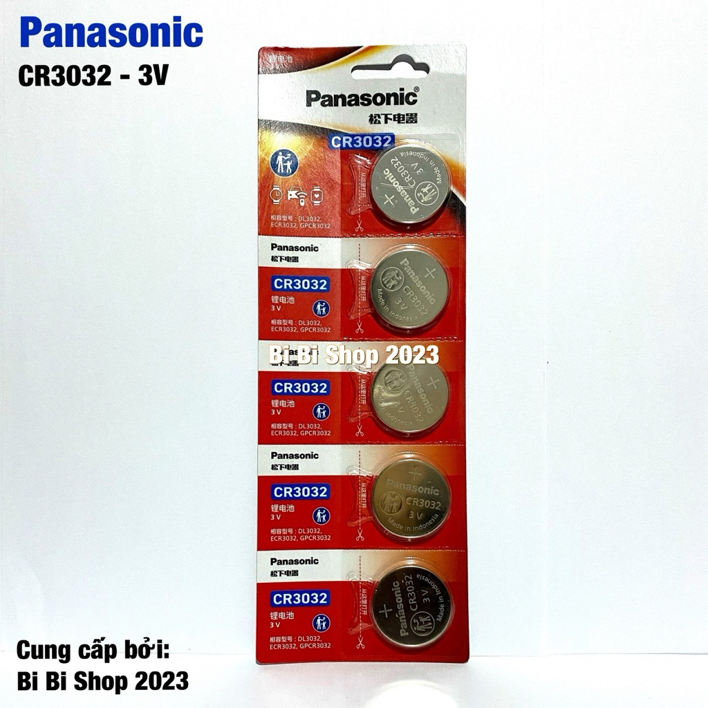 Vỉ 5 Viên Pin CR3032 Panasonic 3V Lithium Hàng Chính Hãng - Made in Indonesia