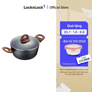 Nồi nhôm chống dính BAUM Marble 20cm,2 tay cầm, nắp thủy tinh - Lock&Lock LBU1202