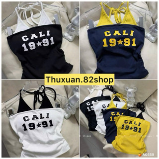  Áo ống SẴN MÚT NGỰC phối cổ yếm cột dây phom croptop in 1991 dáng ôm tôn dáng chuẩn phong cách Y2k xịn sò 