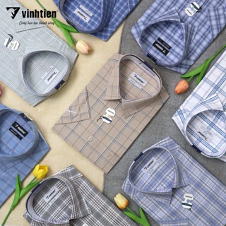 Áo Sơ Mi Nam Ngắn Tay Caro Vải Bamboo Vạt Ngang Form Regular Vĩnh Tiến 376 - Nhiều Màu