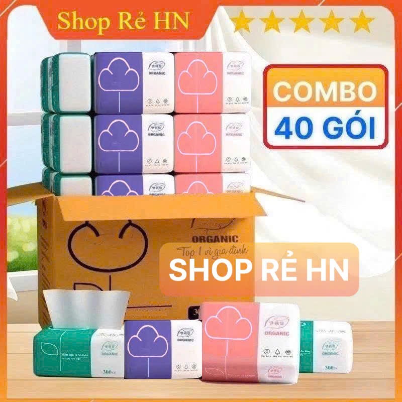 Thùng 40 gói  giấy ăn rút organic hàng cao cấp siêu dai mềm mại [SHOPMH1]